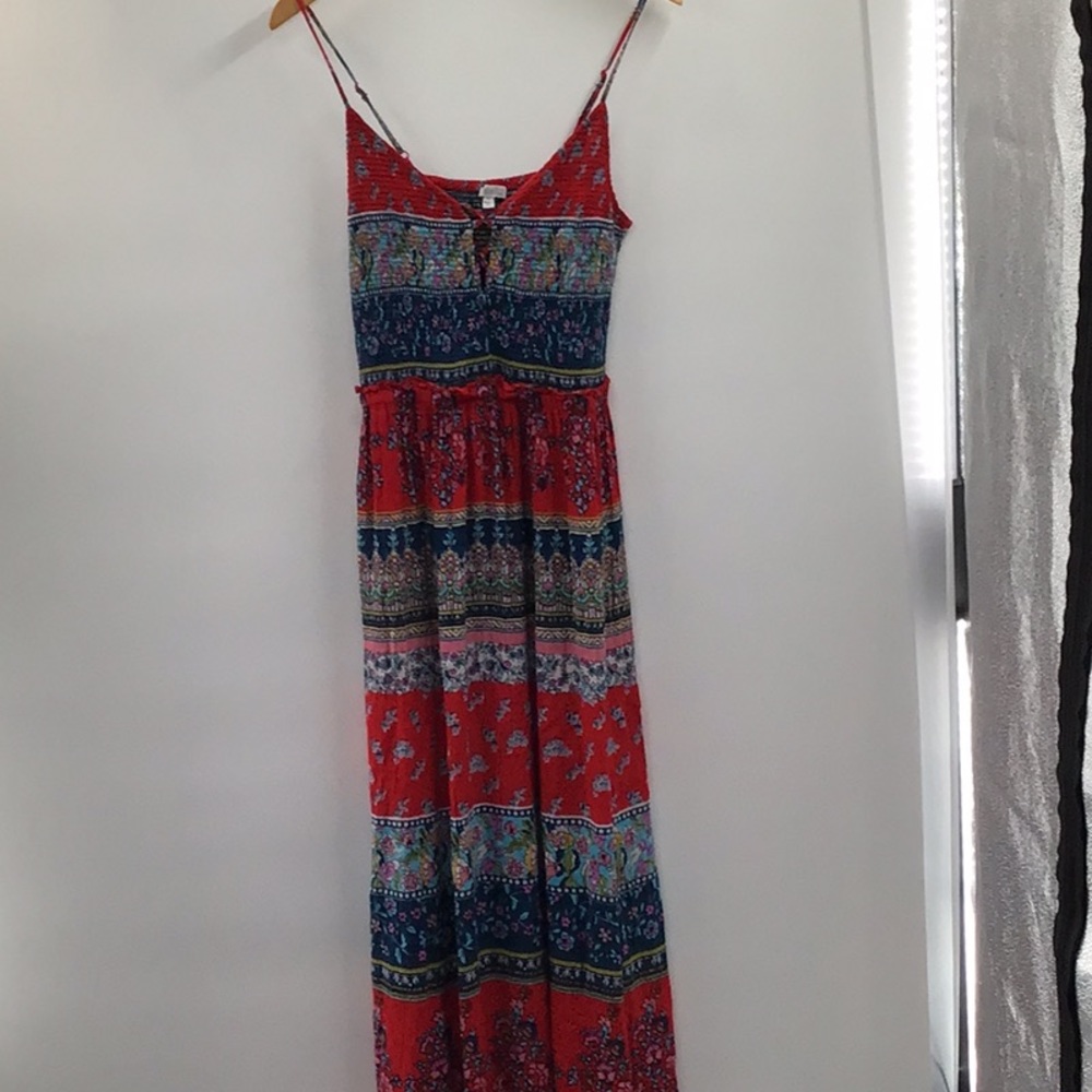 Patrons of Peace Red and Blue Sleeveless Maxi Sundress